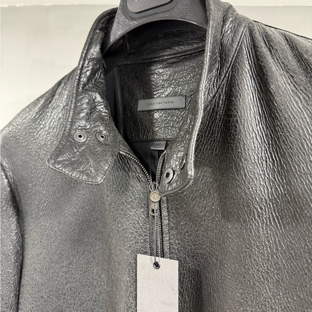 John Varvatos Black crinkle Lambskin Leather Jacket